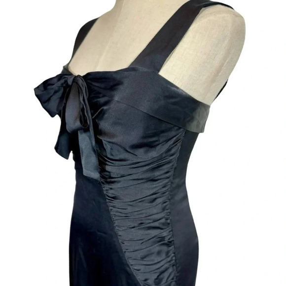 Vintage Betsey Johnson Y2K Silk Ruched Bow Pencil Dress Rockabilly Pin Up - Picture 4 of 10